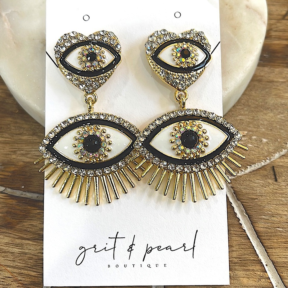 Gorgeous black and gold tier earrings